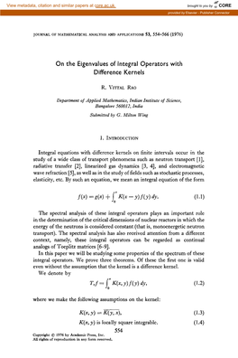 On the Eigenvalues of Integral Operators with Difference Kernels