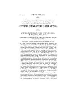 UNITED STATES ARMY CORPS of ENGINEERS V. HAWKES CO., INC., ET AL