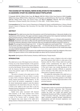 The Course of the Radial Nerve in Relation to the Humerus: a Cadaveric Study in a Kenyan Adult Population