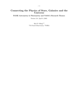 Connecting the Physics of Stars, Galaxies and the Universe FAME Astrometry & Photometry and NASA’S Research Themes Version 2.0, April 8, 2003
