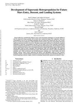 Development of Supersonic Retropropulsion for Future Mars Entry, Descent, and Landing Systems