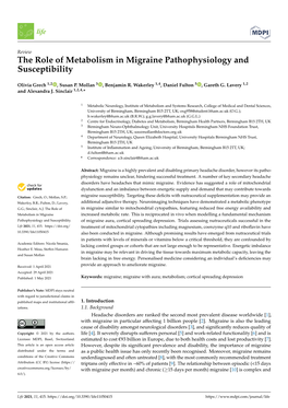 The Role of Metabolism in Migraine Pathophysiology and Susceptibility