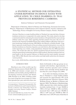 A Statistical Method for Estimating Under-Reported Incidence Rates with Application to Child Diarrhea in Thai Provinces Bordering Cambodia