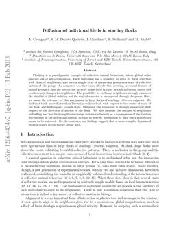 Diffusion of Individual Birds in Starling Flocks