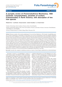 (Cestoda: Caryophyllidea), Parasites of Suckers (Catostomidae) in North America, with Description of Two New Species