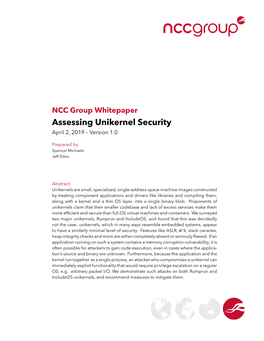 Assessing Unikernel Security April 2, 2019 – Version 1.0