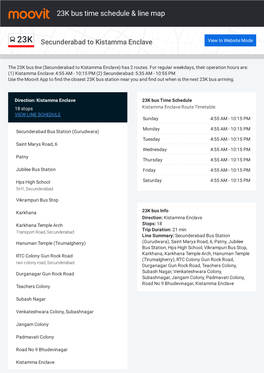 23K Bus Time Schedule & Line Route