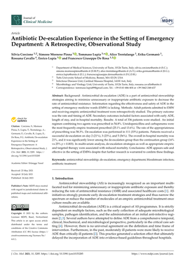 Antibiotic De-Escalation Experience in the Setting of Emergency Department: a Retrospective, Observational Study