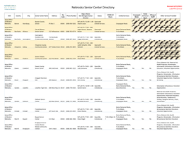 Nebraska Senior Center Directory 1:00 PM Central