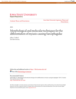 Morphological and Molecular Techniques for the Differentiation of Myiasis-Causing Sarcophagidae Jeffery T