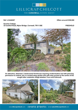 LCAA8267 Offers Around £350000 Sunrise Cottage, 33 Comfort
