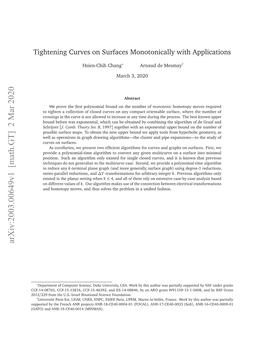 Tightening Curves on Surfaces Monotonically with Applications