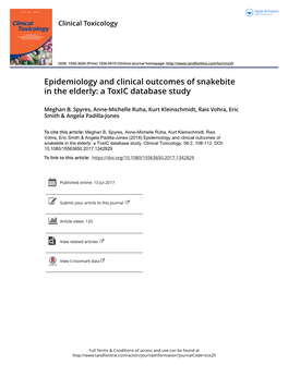 Epidemiology and Clinical Outcomes of Snakebite in the Elderly: a Toxic Database Study