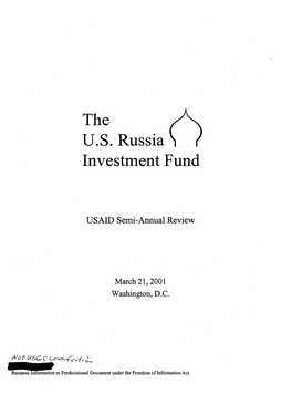 The U.S. Russia Investment Fund