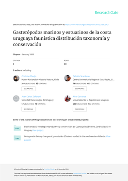 Gasterópodos Marinos Y Estuarinos De La Costa Uruguaya Faunística Distribución Taxonomía Y Conservación