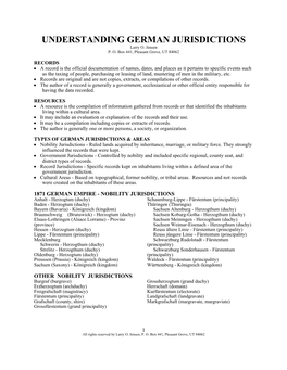 UNDERSTANDING GERMAN JURISDICTIONS Larry O