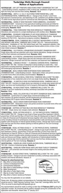 Tunbridge Wells Borough Council Notice of Applications