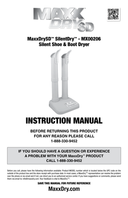 Maxxdrysd™ Silentdry™ - MX00206 Use Only Mild Soap and a Damp Cloth to Clean the Maxxdrysd™