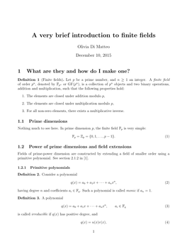 A Casual Primer on Finite Fields