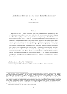 Trade Liberalization and the Great Labor Reallocation∗