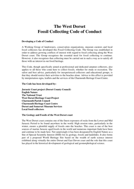 The West Dorset Fossil Collecting Code of Conduct