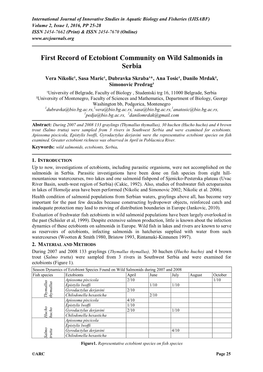 First Record of Ectobiont Community on Wild Salmonids in Serbia