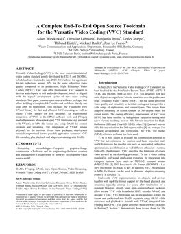 A Complete End-To-End Open Source Toolchain for the Versatile Video Coding (VVC) Standard