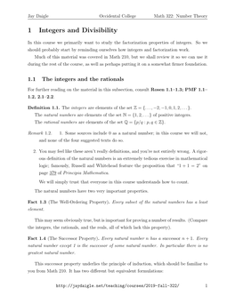 1 Integers and Divisibility