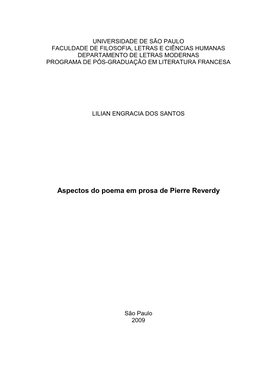 Aspectos Do Poema Em Prosa De Pierre Reverdy