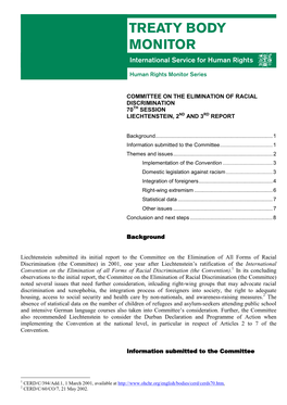 Committee on the Elimination of Racial Discrimination 70Th Session Liechtenstein, 2Nd and 3Rd Report