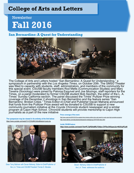 Fall 2016 San Bernardino: a Quest for Understanding