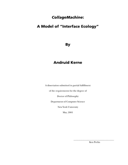 Collagemachine: a Model of “Interface Ecology” by Andruid Kerne