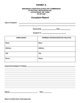 Complaint Report