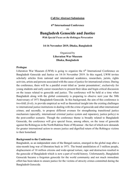 Bangladesh Genocide and Justice with Special Focus on the Rohingya Persecution