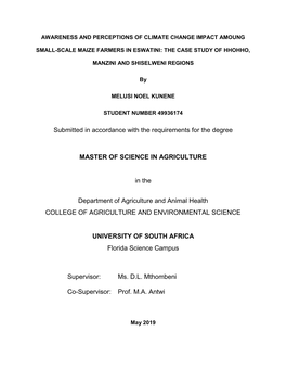 Awareness and Perceptions of Climate Change Impact Amoung