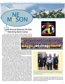 20Th Annual Masonic All-Star Marching Band Camp 2014 Marks the 20Th Annual Nebraska Masonic All-Star Marching Band Camp