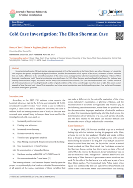 Cold Case Investigation: the Ellen Sherman Case