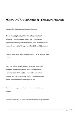 Download History of the Mackenzies