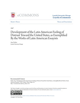 Development of the Latin American Feeling of Distrust Toward