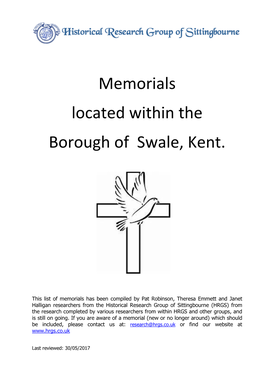 Memorials Located Within the Borough of Swale, Kent