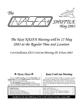 NASFA 'Shuttle' May 2003