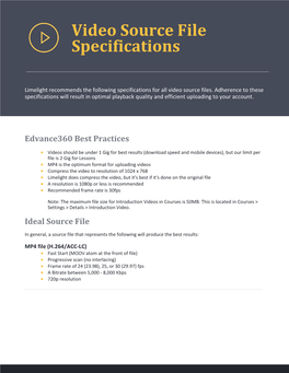 Video Source File Specifications