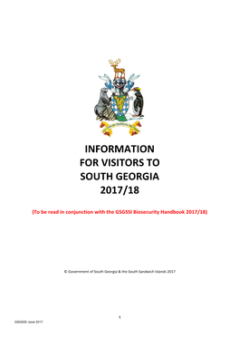 Information for Visitors to South Georgia 2017-18