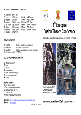 11 European Fusion Theory Conference