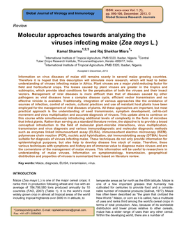 Molecular Approaches Towards Analyzing the Viruses Infecting Maize (Zea Mays L.)