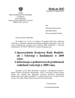 Druk Nr 2947 1. Sprawozdanie Krajowej Rady Radiofo