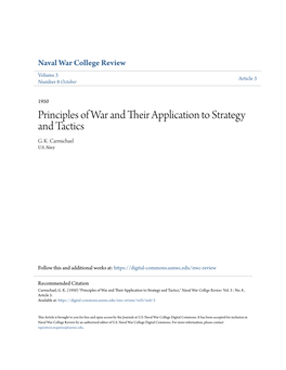 Principles of War and Their Application to Strategy and Tactics G