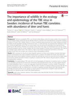 Incidence of Human TBE Correlates with Abundance of Deer and Hares Thomas G