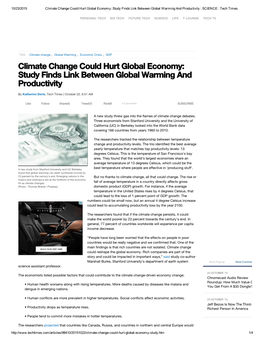 Tech Times Climate Change Could Hurt Global Economy Study Finds