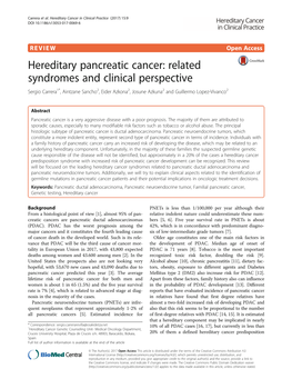 Hereditary Pancreatic Cancer